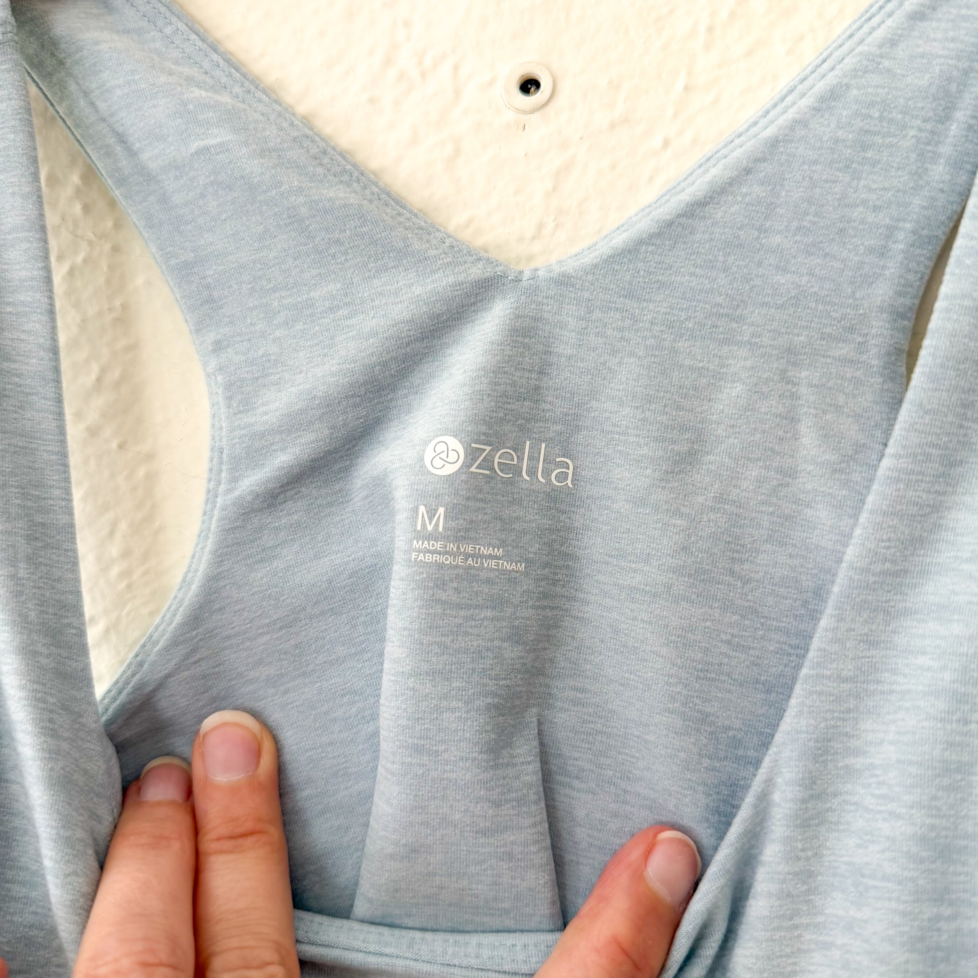 Zella Cropped Longline Top in Aqua Heather | M