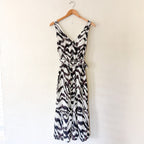 Nine West Linen Blend Belted Ikat Midi Dress | XS