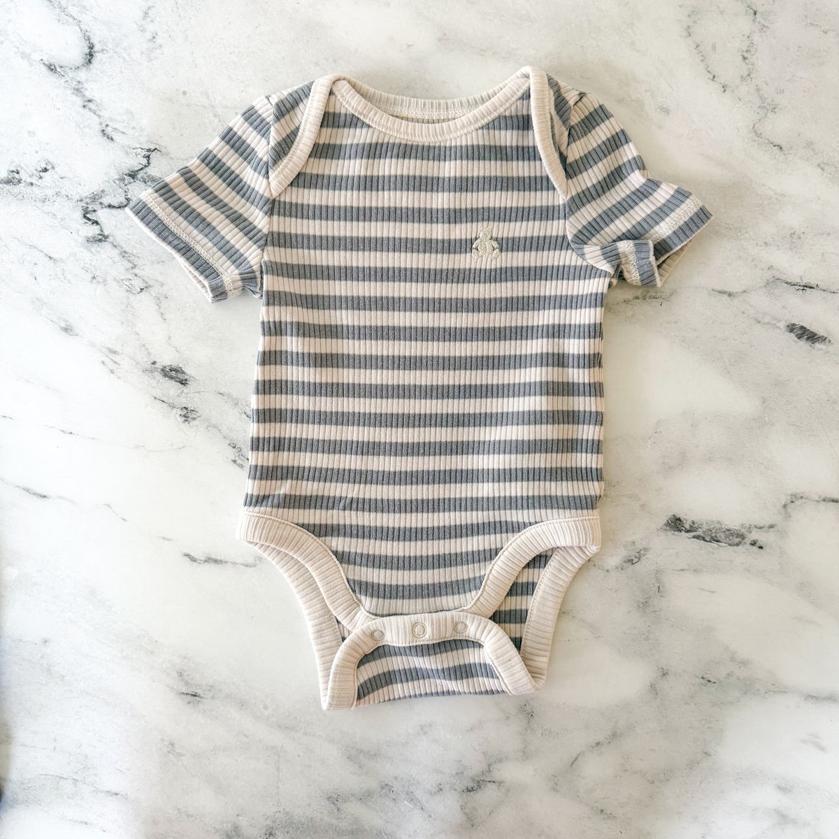 Baby Gap First Favorites Blue Cream Black Textured Short Sleeve Bodysuits Bundle x4 | sz 0-3m