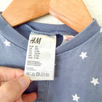 H&M Ocean Blue Cream Stars Snap Long Sleeve Jumpsuit | Premie