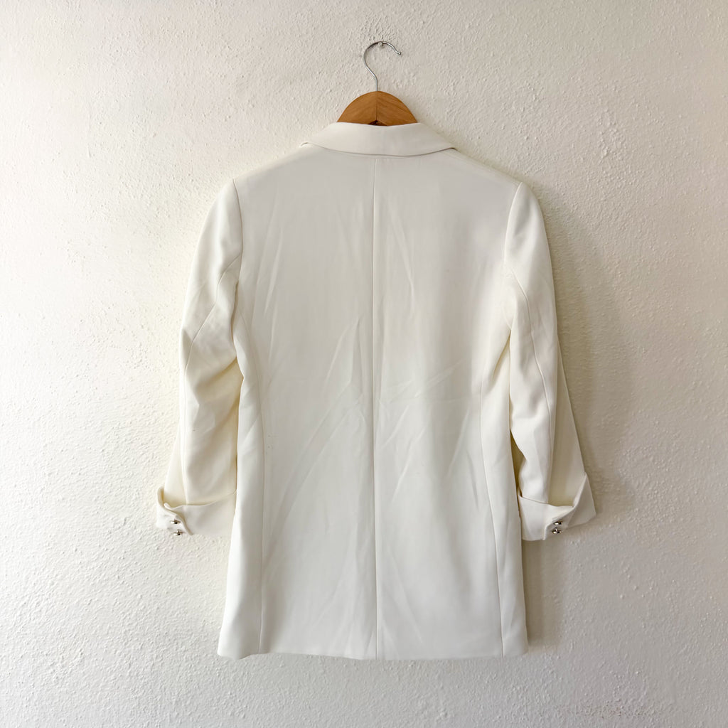 H&M Open Front Crepe Blazer in Cream | 0