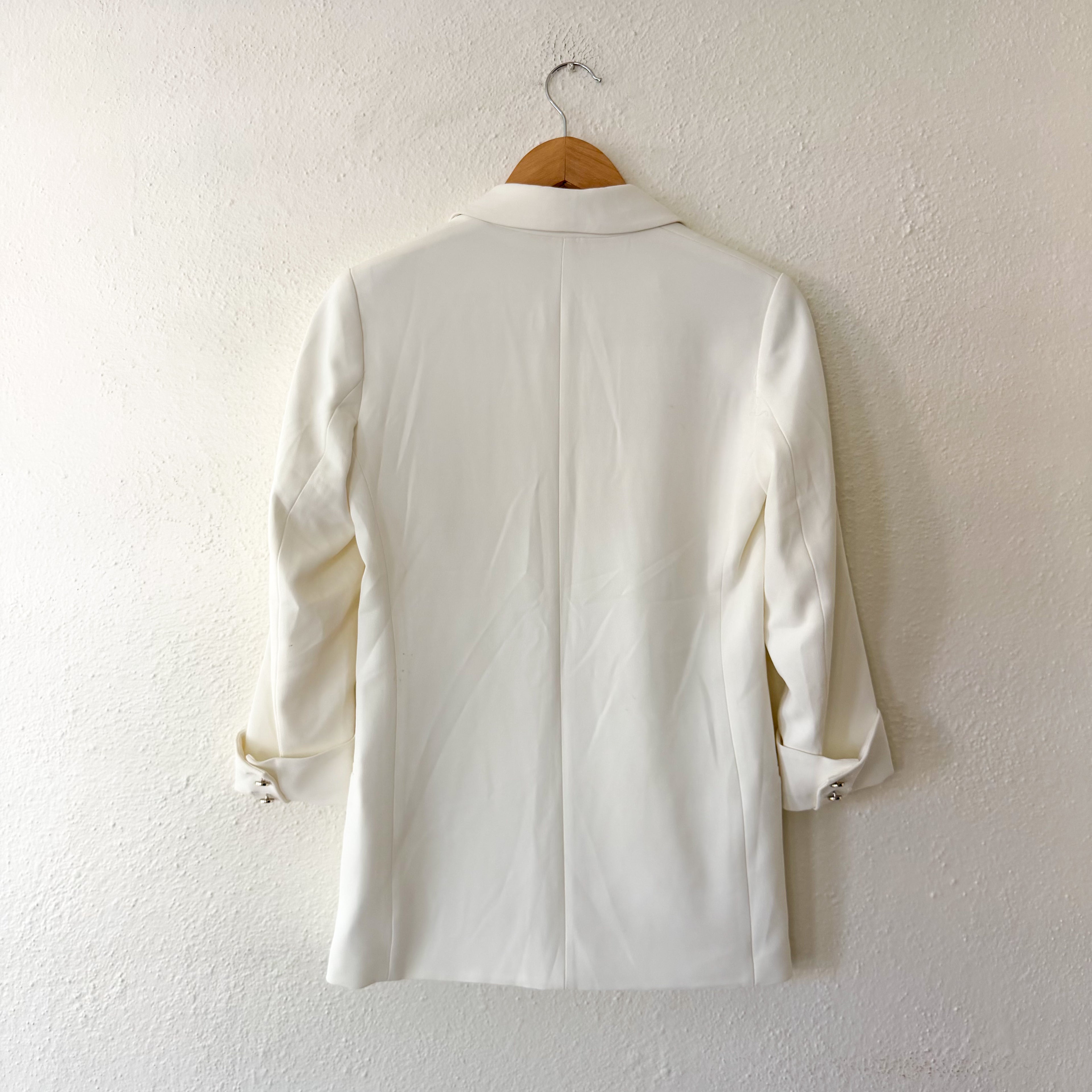 H&M Open Front Crepe Blazer in Cream | 0