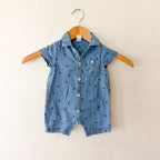 Tucker & Tate Printed Ants Denim Short Sleeve Button Down Romper | 0-3m