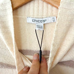 Chico's Sequined Stripe Pullover Sweater in English Cream | 00/XS