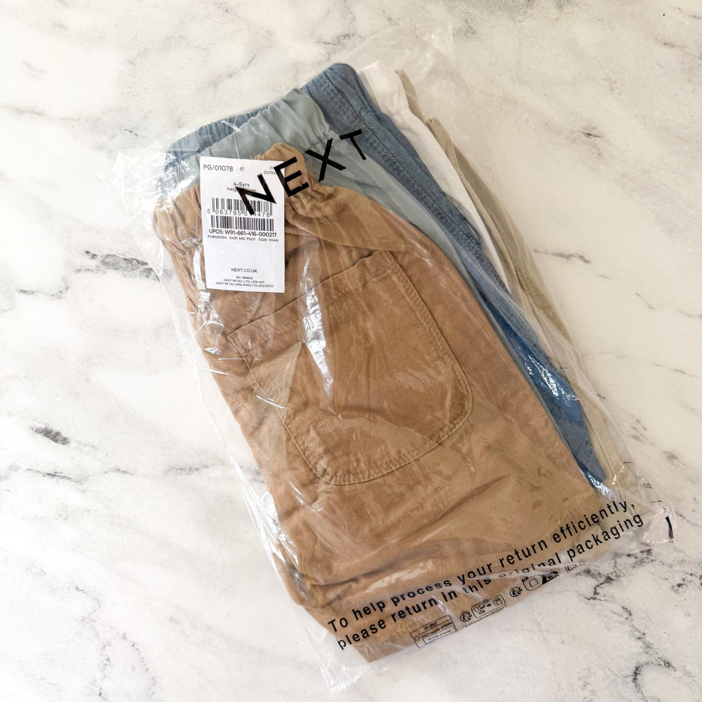 Next Boys 100% Cotton Pull On Shorts Multi Pack x5 | 4-5Y