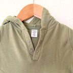 Nordstrom Organic Cotton Olive Green Hooded French Terry Jumpsuit | 0-3m