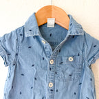 Tucker & Tate Printed Ants Denim Short Sleeve Button Down Romper | 0-3m