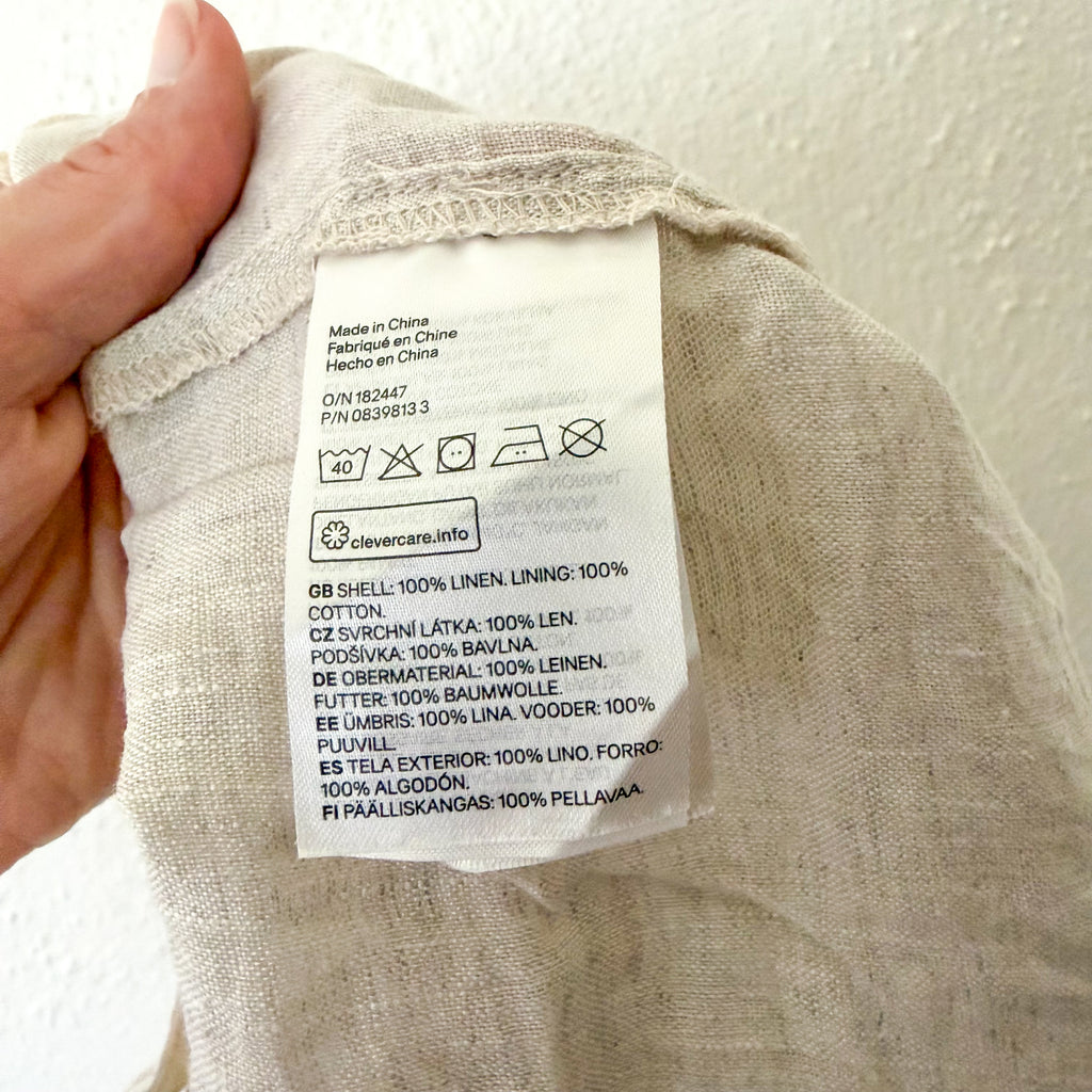 H&M 100% Linen Tan Sleeveless Button Down Romper | 0-3m