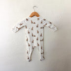 Petit Lem Organic Cotton Holiday Cream Reindeer 2-Way Zipper Footed Sleeper | 3-6m