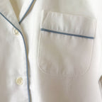 Serena & Lily Belvedere Flannel Pajamas Set in White Light Blue Piping | S