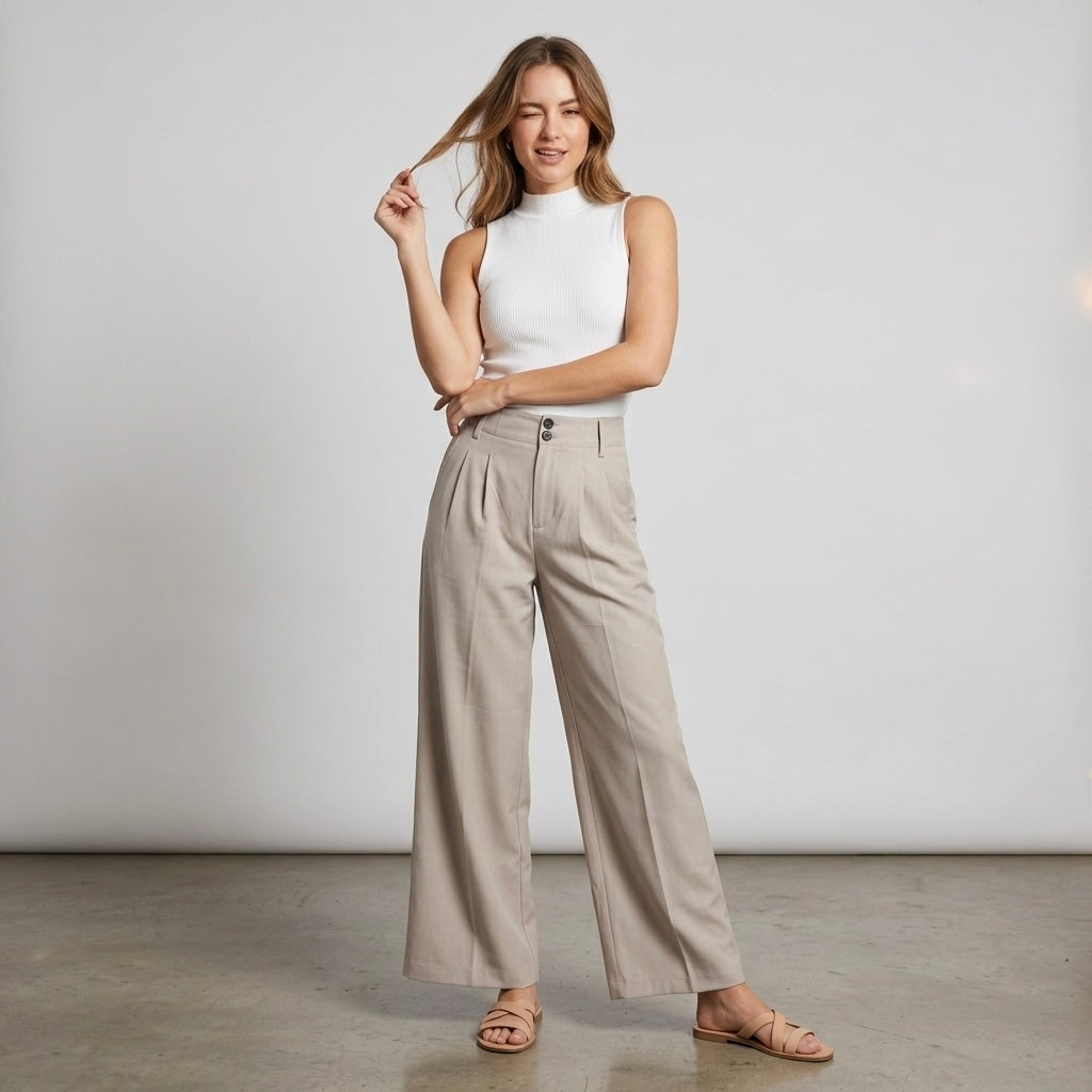 Madewell The Petite Brushed Twill Harlow Wide-Leg Trouser in Dark Oat Mélange | 0P