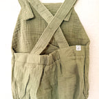 Little Planet Organic Olive Green Gauze Bubble Romper Overalls | 12-18m