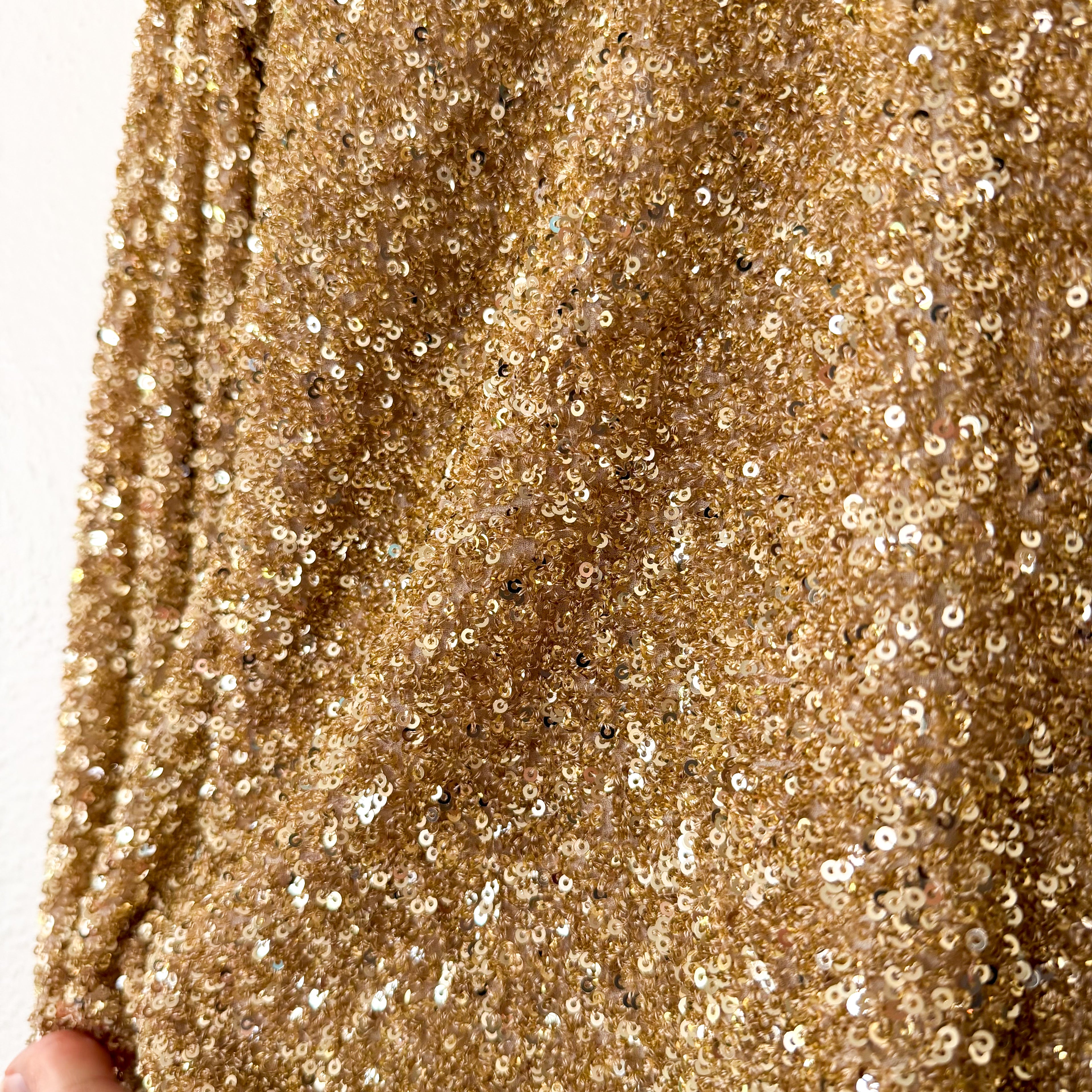 & Other Stories Wrap-Effect Gold Sequin Dolman Sleeve Mini Dress | 0/EUR 32
