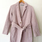 Vince Alpaca Mohair Blend Longline Belted Trench Coat in Dusty Blush Pink | XS