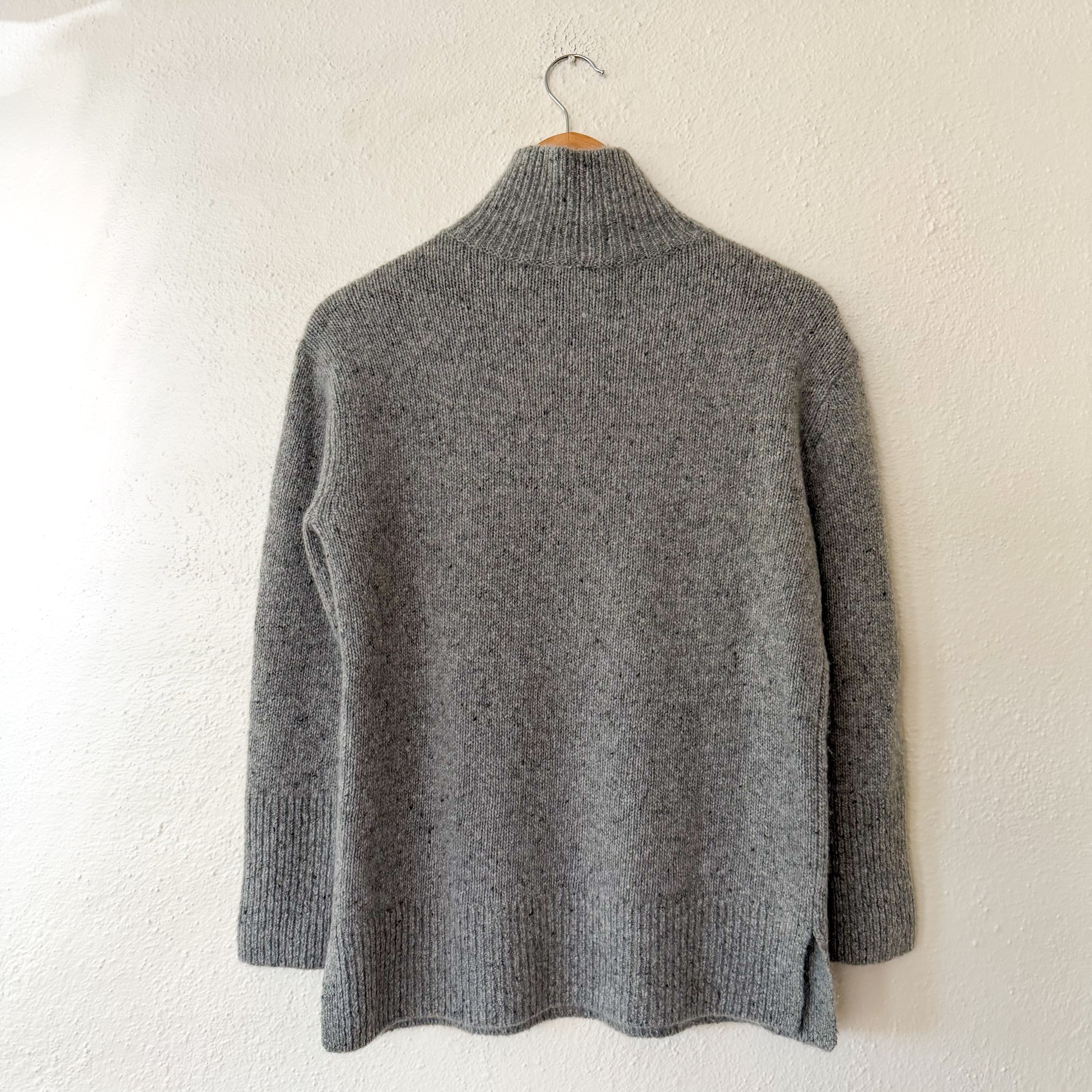 Vince 100% Cashmere Donegal Side Slit Turtleneck Sweater Heather Grey | XS