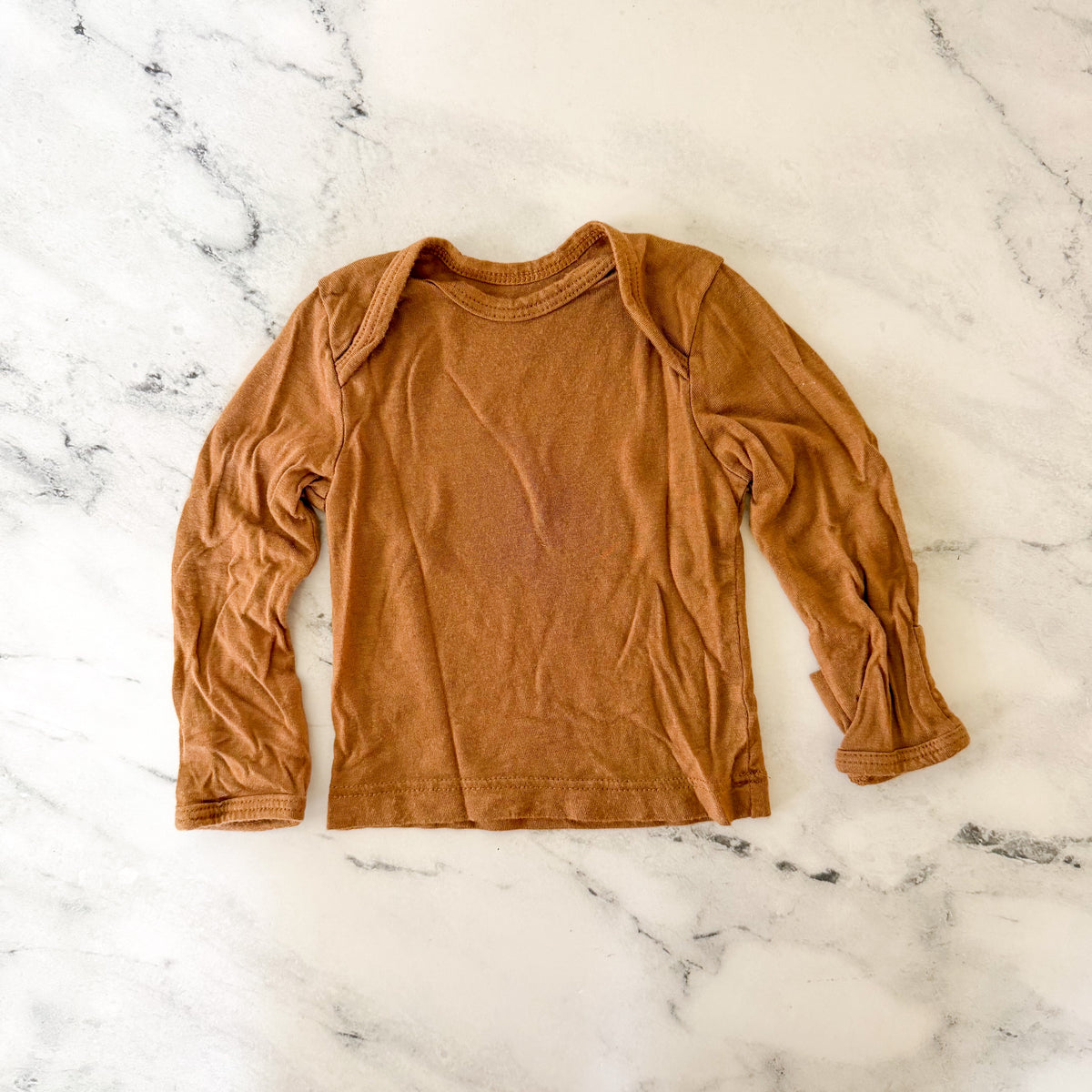 Solly Baby Modal Cacao Brown Long Sleeve T-Shirt + Footed Pants Sleepwear Matching Set | 0-3m