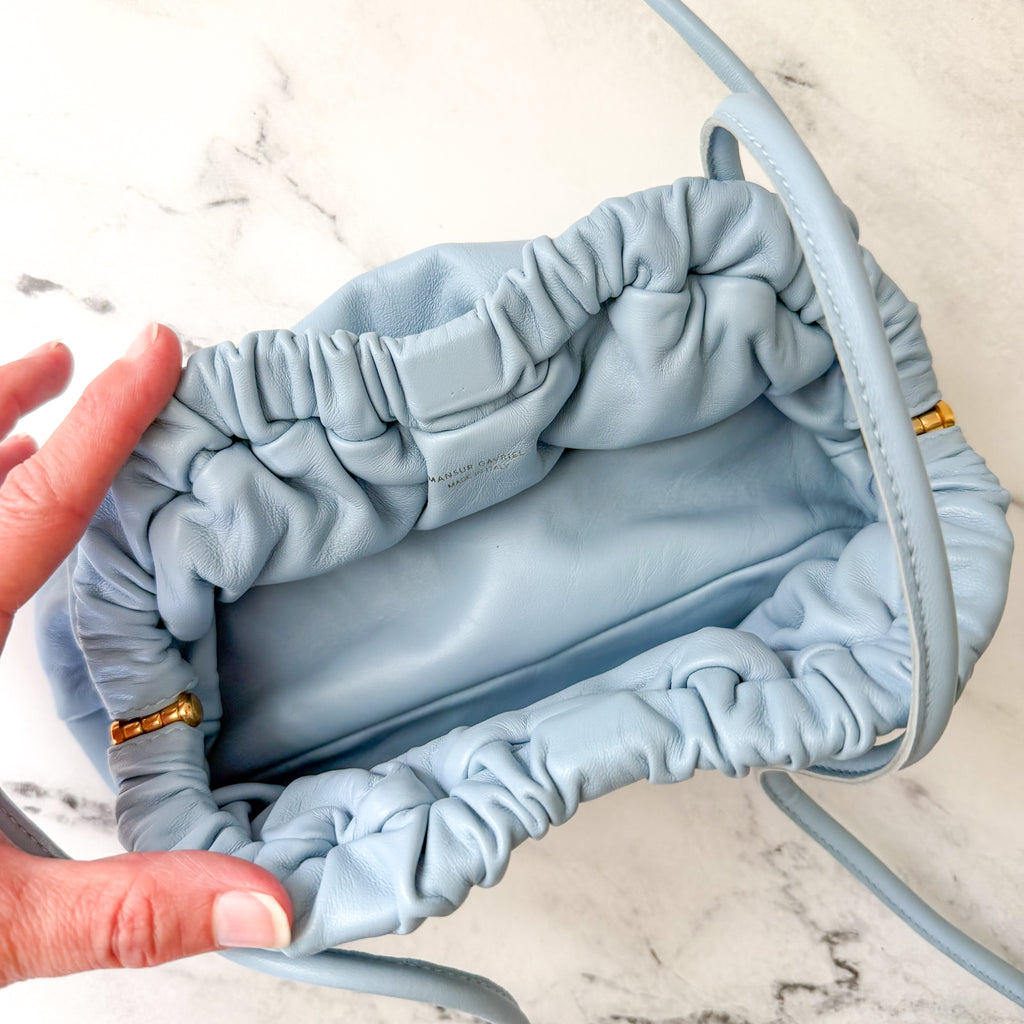 Mansur Gavriel Mini Cloud Clutch 100% Italian Lambskin Leather Purse | Cornflower Blue