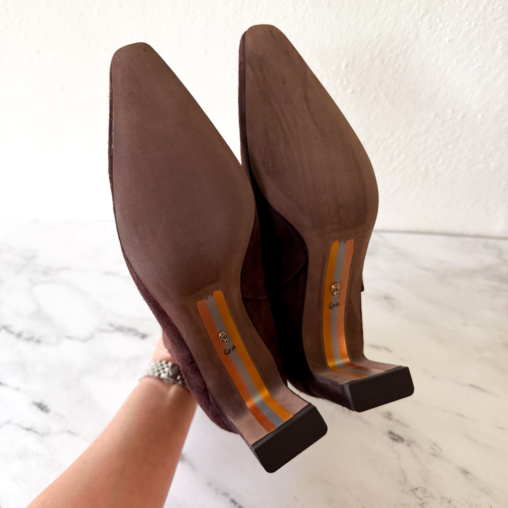 Sam Edelman Saige Suede Ankle Bootie in Cafe Noir | 6.5