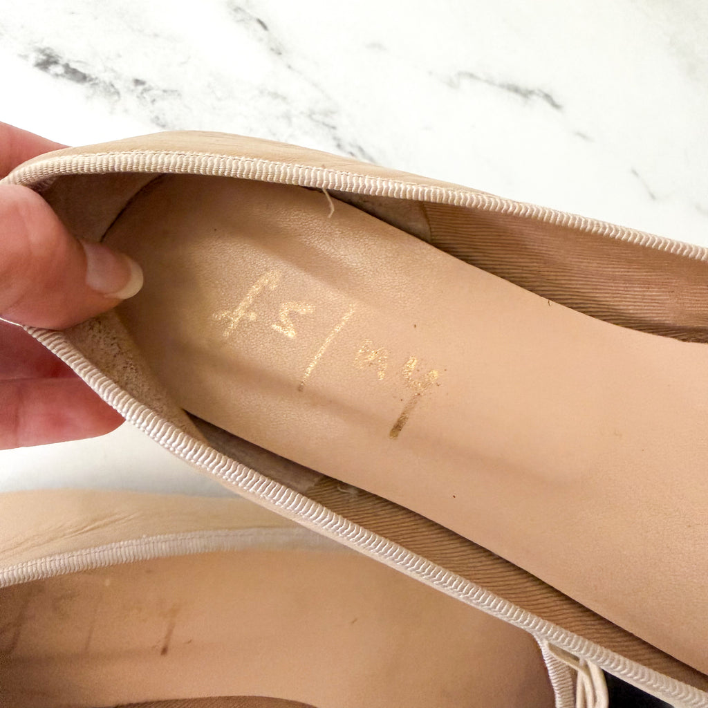 French Sole New York FS/NY Index Ballet Leather Tan &amp; Black Ballet Flats | 8