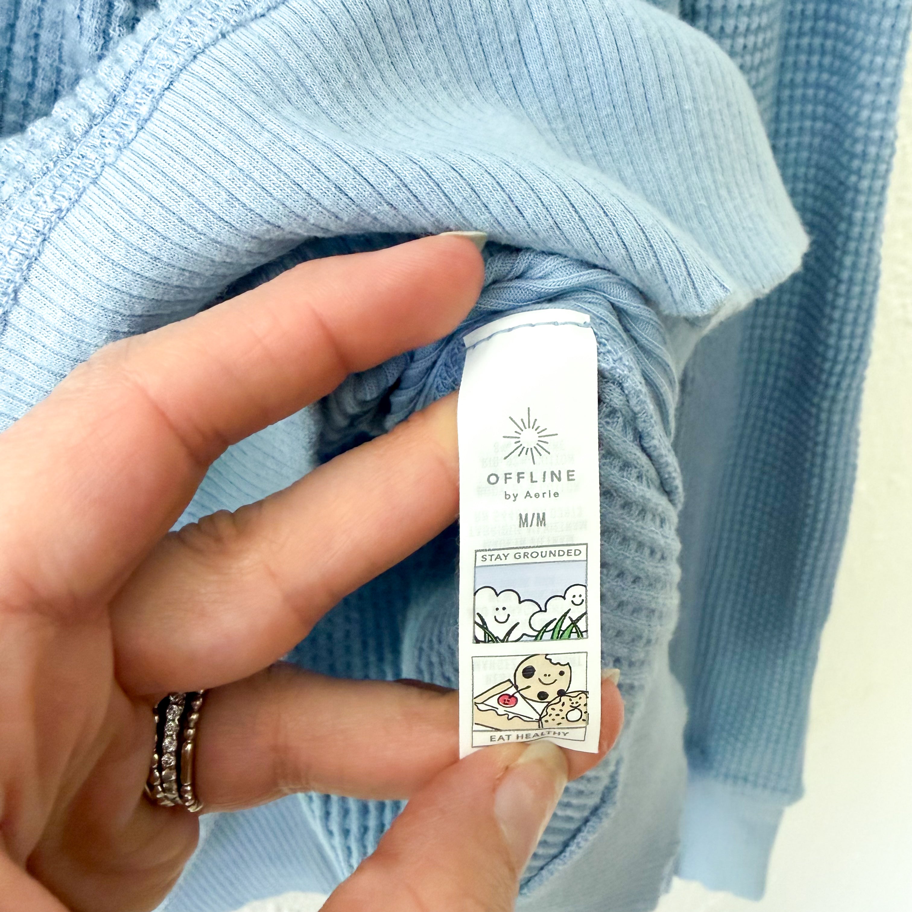 Aerie Offline Oversized Waffle Long Sleeve Shirt with Thumbholes in Cornflower Blue | M