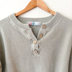 Free People Beach Sage Open Weave Cropped Henley Sweater | XS