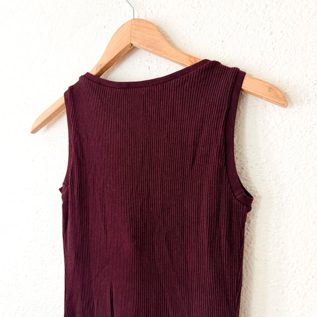 UNIQLO Burgundy Ribbed Sweater Sleeveless Midi Dress | XS