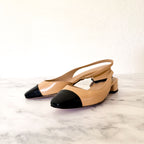 Veronica Beard Cecile Half D'Orsay Slingback Pump Captoe Heels in Black & Ecru | 6