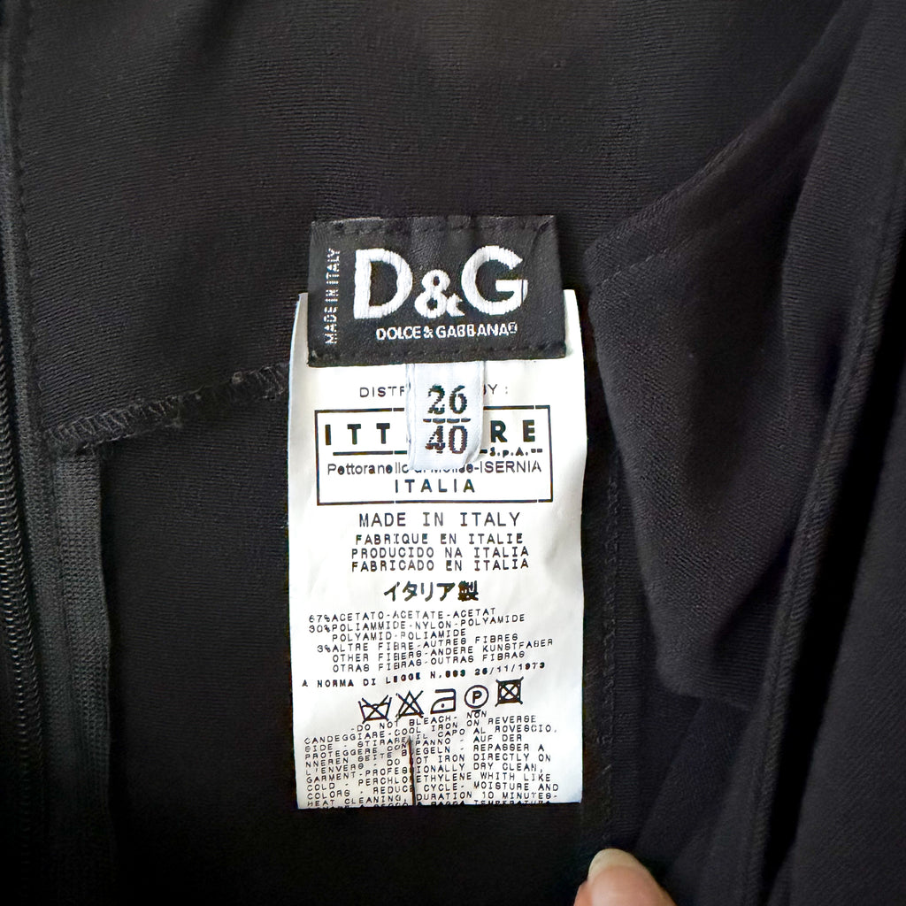 D&G Dolce & Gabbana Authentic Archival Black Bodycon Trumpet Dress | 26/XS