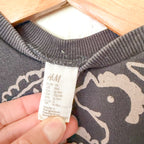 H&M Tan Dinosaur Printed Charcoal Sweatshirt | 6-9m