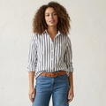 J.Crew Garçon Organic Cotton Button Down Long Sleeve Shirt in Navy Stripe | 00