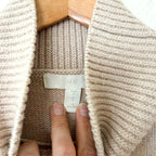 H&M Oversized Mock Neck Side Slit Turtleneck Sweater in Beige | S