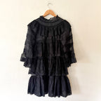 DÔEN Oralie Black Lace 3/4 Sleeve Mini Dress | XS