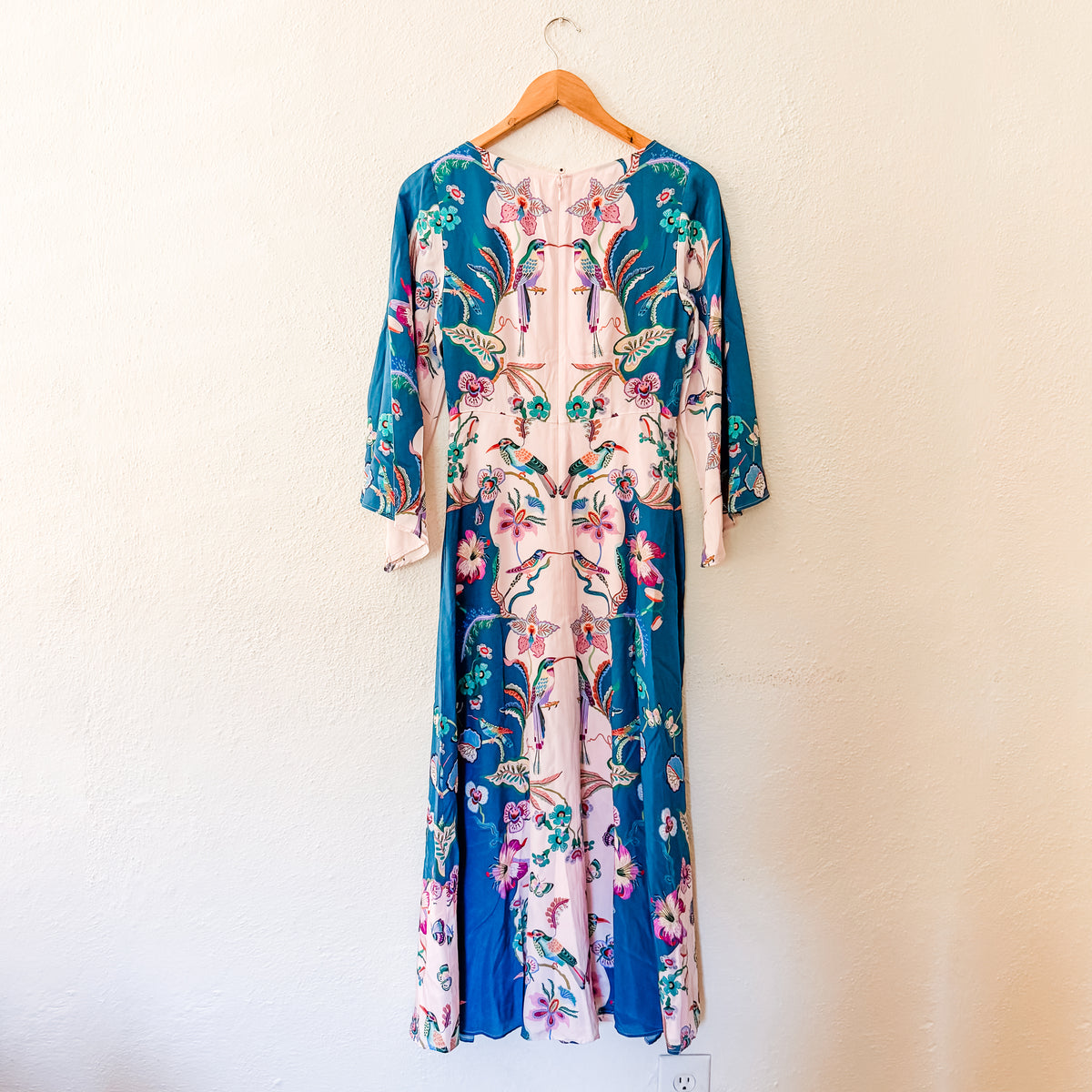 Boden 100% Silk Angel Sleeve Boatneck Midi/Maxi Dress in Orchid Canopy | 0R