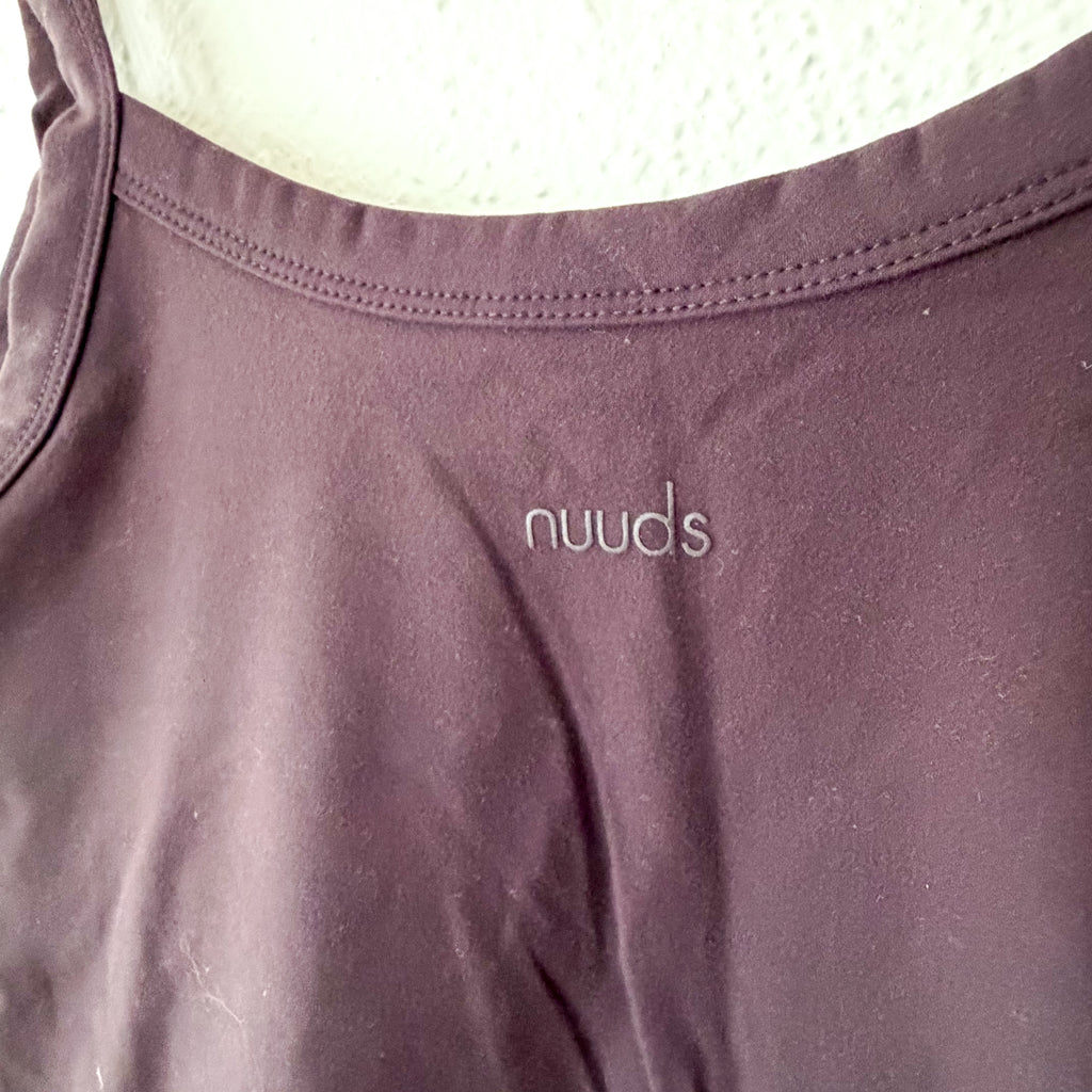 Nuuds Elevate Scoop Crop Top Tank Top in Eggplant | M
