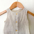 H&M 100% Linen Tan Sleeveless Button Down Romper | 0-3m