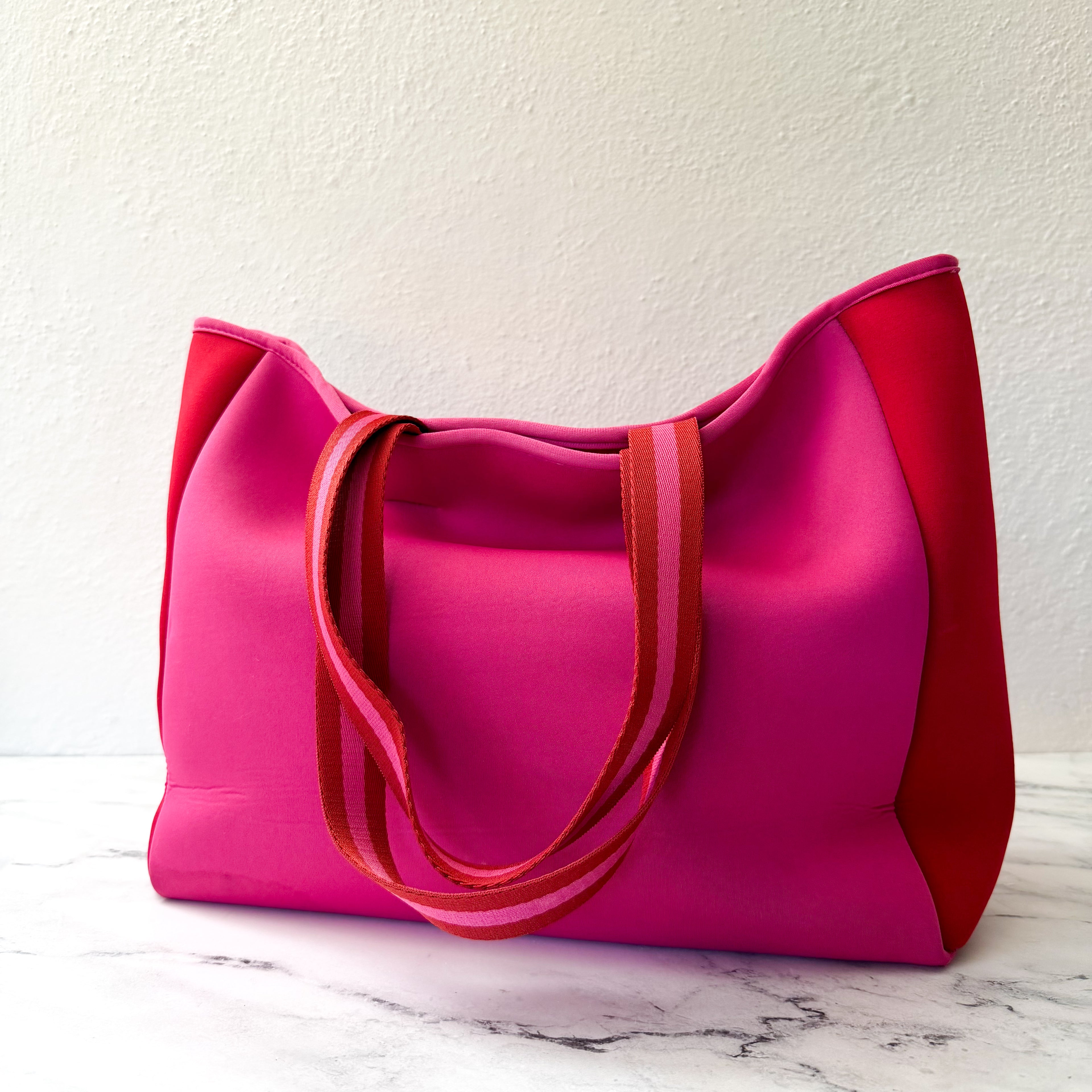 Summersalt Neoprene Hot Pink/Red Beach Tote Bag