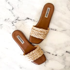 Steve Madden Sandra Raffia Slide Sandals in Natural | 6.5