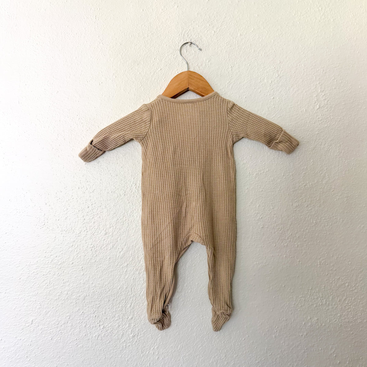 Mori Organic Cotton Tan Waffle Weaver 2 Way Zipper Footed Sleeper | 3-6m
