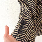 Anine Bing Diana Fishbone Wool Blend Blazer Jacket in Black | XS