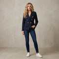 Lioness Navy Blue Double Breasted Blazer Jacket | XS