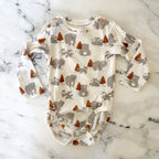 H&M Organic Cotton Cream Bear Forest Long Sleeve Bodysuit | 3-6m