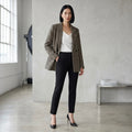 Anine Bing Diana Fishbone Wool Blend Blazer Jacket in Black | XS