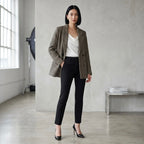 Anine Bing Diana Fishbone Wool Blend Blazer Jacket in Black | XS