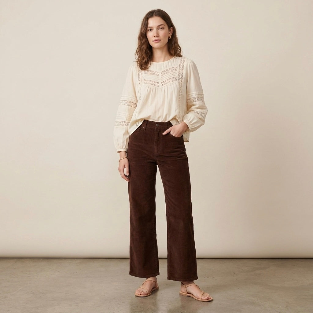 J.Crew Slim-Wide Leg Stretch Corduroy Pants in Dark Brown French Press | 24