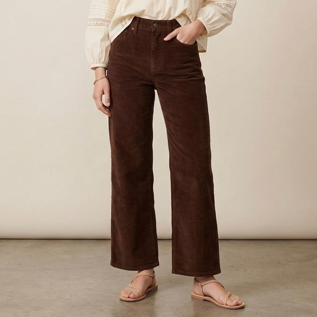 J.Crew Slim-Wide Leg Stretch Corduroy Pants in Dark Brown French Press | 24