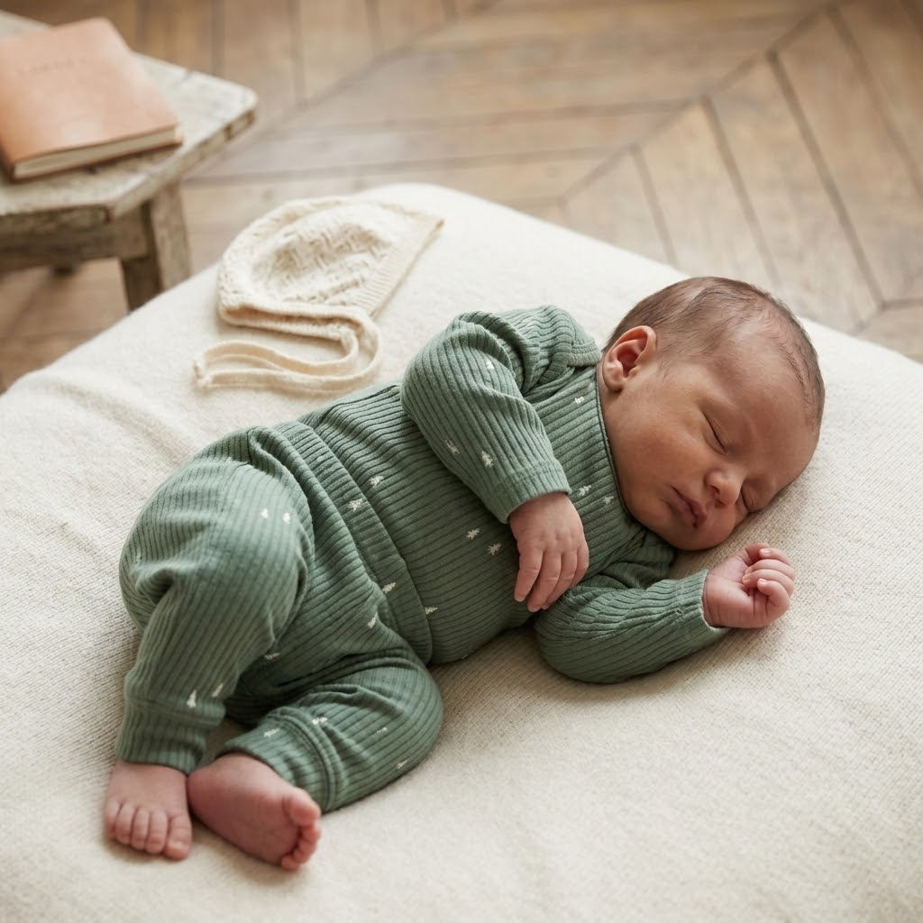 Cloud Island Green Pine Trees Thermal Long Sleeve Bodysuit + Pants Matching Set | 6-9m