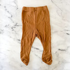 Solly Baby Modal Cacao Brown Long Sleeve T-Shirt + Footed Pants Sleepwear Matching Set | 0-3m