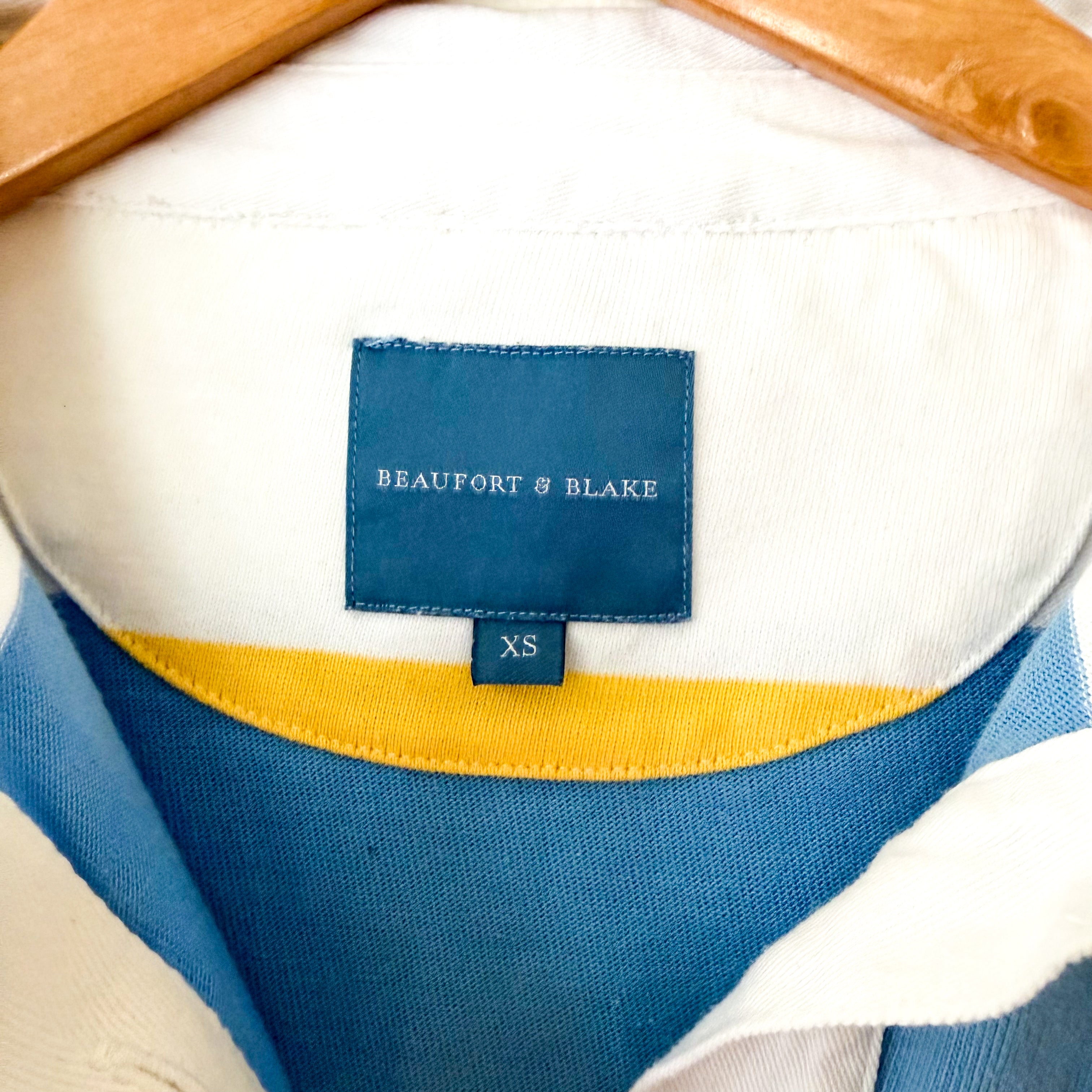 Beaufort & Blake "The Thompson" Vintage Long Sleeve Rugby Shirt in Blue Stripe | XS