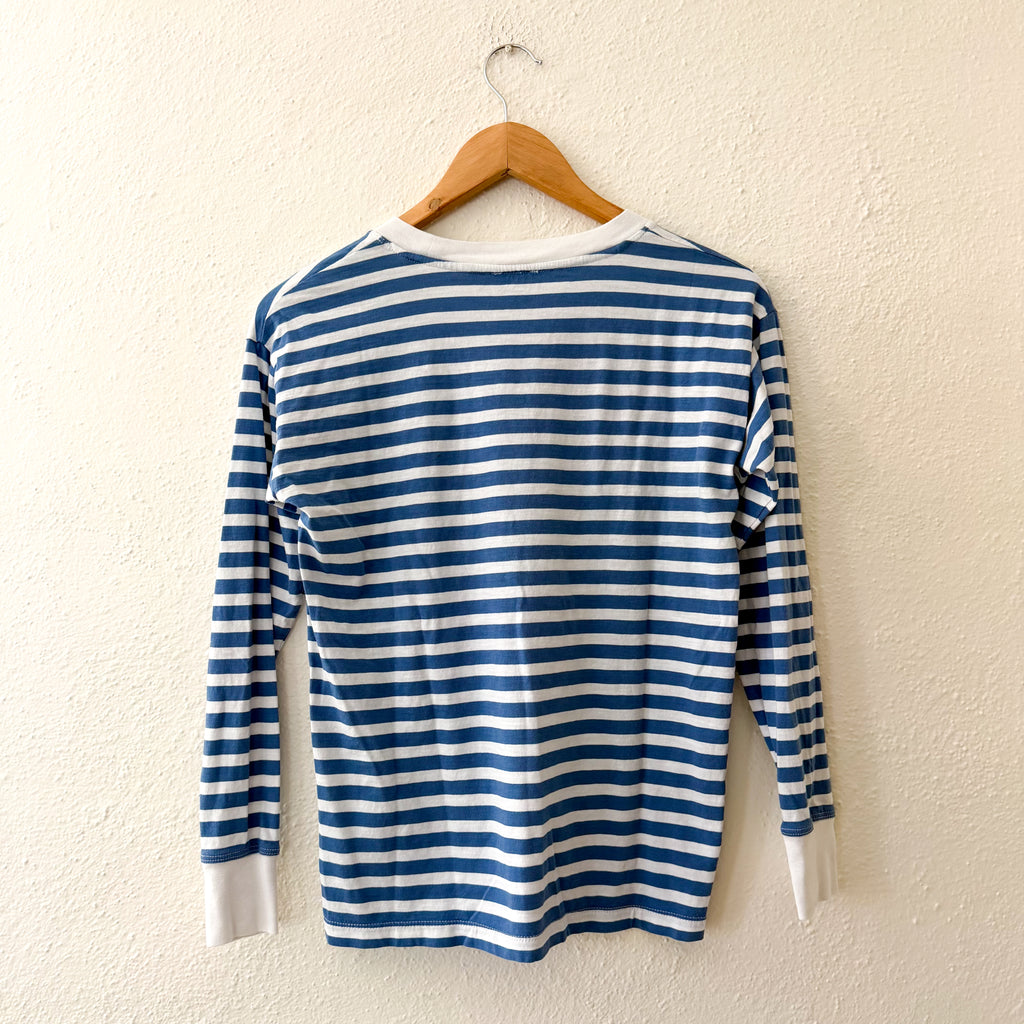 J.Crew Striped Long Sleeve Tee in Sunwashed Sea Blue White | XXS