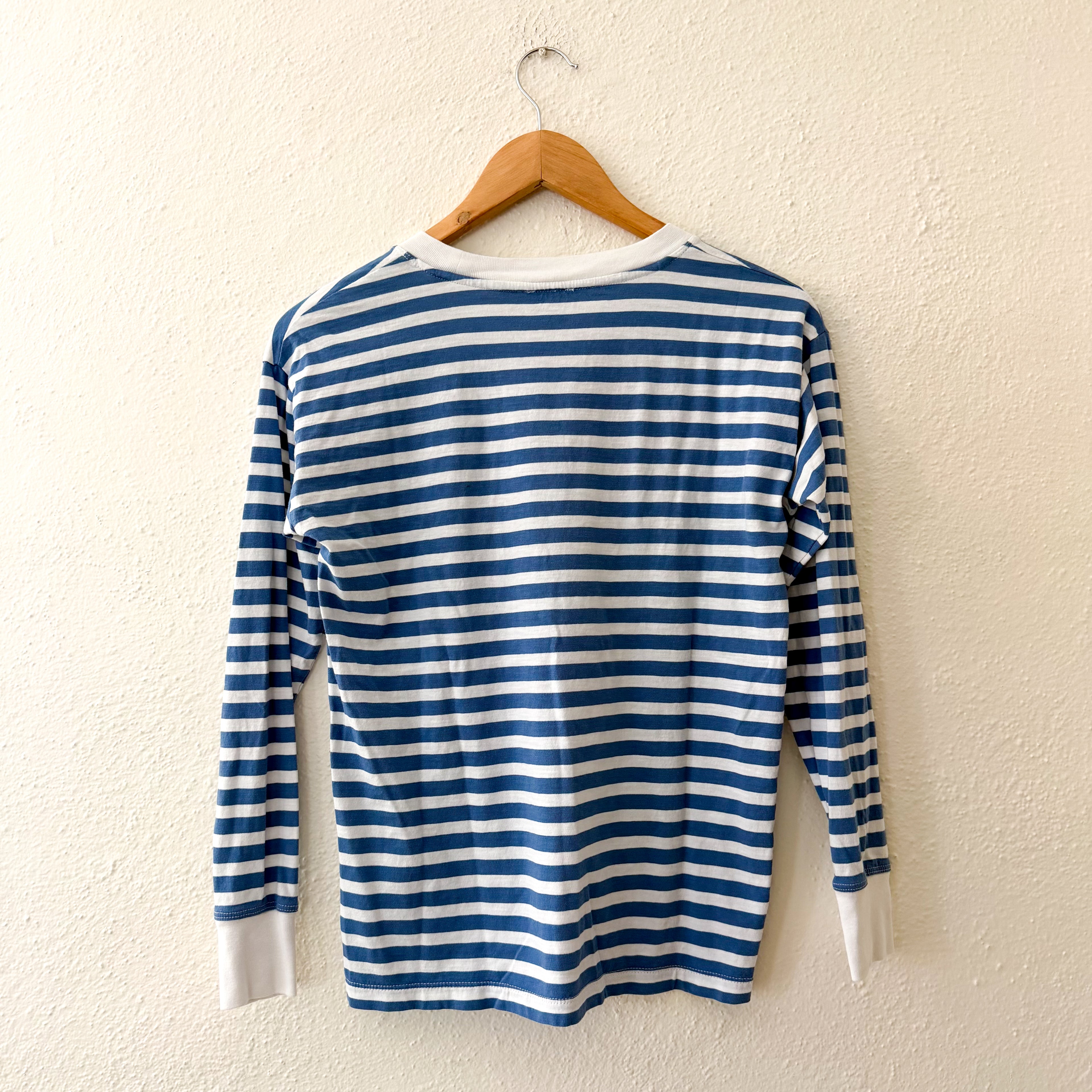 J.Crew Striped Long Sleeve Tee in Sunwashed Sea Blue White | XXS